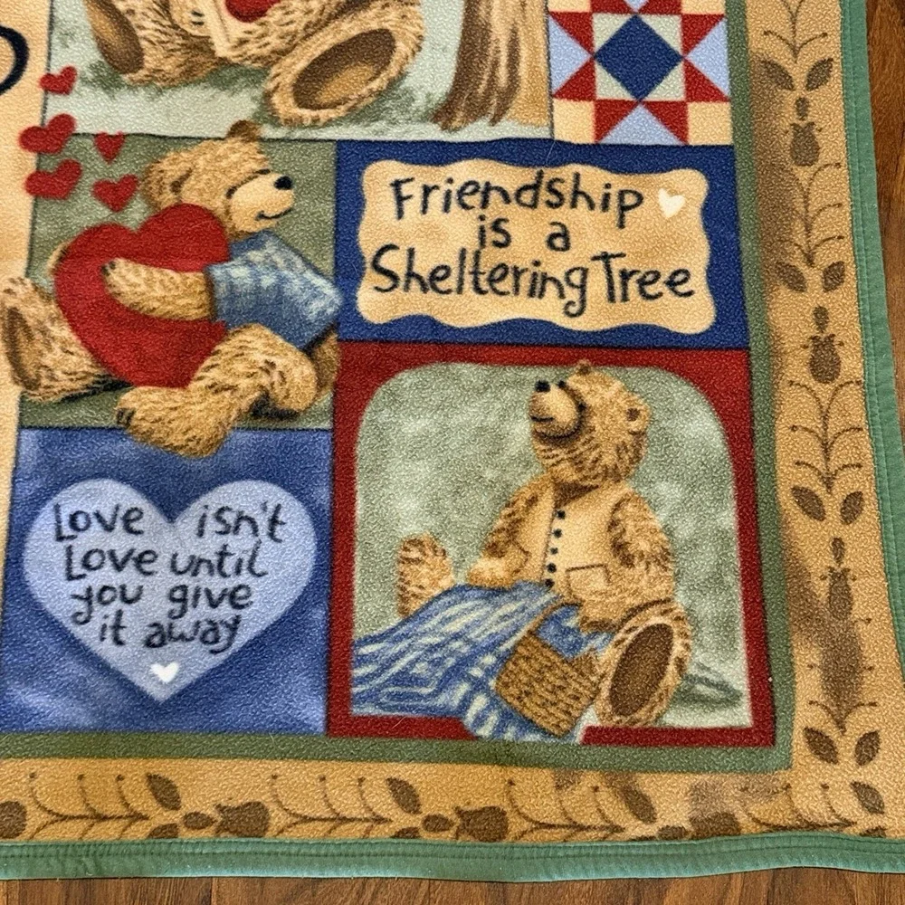 Vintage Teresa Kogut Old Friend Teddy Bear Throw Blanket‎ Cottagecore 47x61